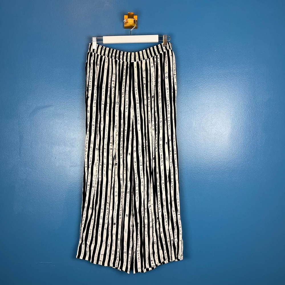 Vintage Black and White Striped Wide Leg Pants